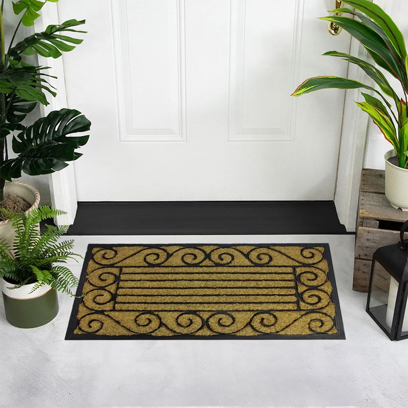 Northlight Natural Coir Stripes and Scrolls Outdoor Doormat 18" x 30", 3 of 6