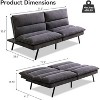 Dyonery 71 in Convertible Faux Leather Sofa Couch,Memory Foam Futon Couch Bed,Small Splitback Modern Loveseat Sleeper Sofa Bed for Living Room - 2 of 4