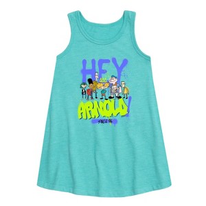 - Hey Arnold! - Arnold Spray Paint 96 Graphic Sleeveless Aline Dress - 1 of 2