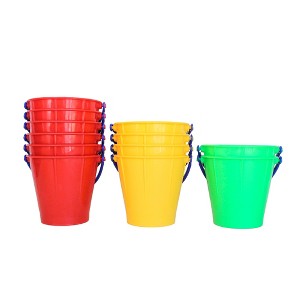 Spielstabil 12 Pack Large Sand Pail Beach Toy (6 Red, 4 Yellow, 2 Green) - Holds 2.5 Liters - Made in Germany - 1 of 4