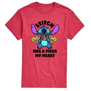 Men's - Lilo and Stitch - Stitch Has A Pizza My Heart Short Sleeve Graphic T-Shirt - 1 of 4