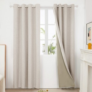 Deconovo Faux Linen 100% Total Blackout Grommet Curtains (2 Panels) - 1 of 4