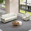 TiramisuBest Cream White Velvet Sofa and Armchair Set,Mid-Century Modern Living Room Furniture with Gold Metal Accents,Plush Couch and Matching Chair - 2 of 4