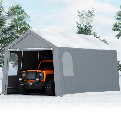 Acekool Outdoor Portable Storage Shelter Shed, Heavy Duty Metal Frame Storage Tent with Roll-Up Zipper Door