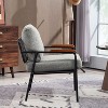 CAVINAS Upholstered Accent Chair with Wood Armrests,Modern Arm Chairs with Black Metal Frame for Bedroom,Reading Room,Gray/Beige - 4 of 4
