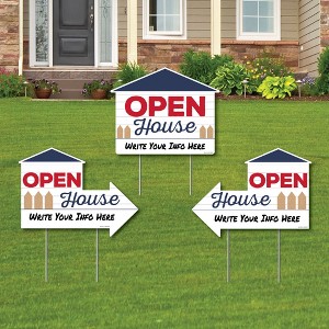 Big Dot of Happiness Open House - Real Estate Yard Sign with Stakes - Double Sided Outdoor Lawn Sign - Set of 3 - 1 of 4