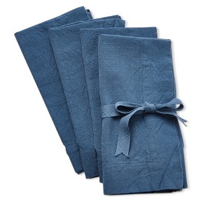 tagltd Threads Navy Blue Cotton Napkin Set Of 4, 2.0" Hem - 1 of 4
