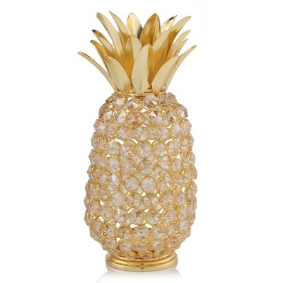 HomeRoots 11" Faux Crystal And Gold Pineapple Sculpture