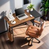 Infurnic Desks with Drawers and Headphone Hook Storage Shelf, Modern Desk for Office Bedroom Living Room, Brown, 33"*20"*27" - 2 of 4