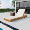 Christopher Knight Home Klayton Outdoor Acacia Wood Adjustable Chaise Lounge with Water-Resistant Cushion and Slatted Base - 2 of 4