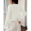 Coolmee Womens Sweater Cardigan Cropped Tie Front Bow Lightweight Cardigan Long Sleeve Sweater Knit Fashion Tops - 2 of 4