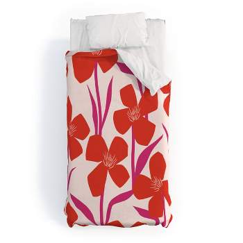 Deny Designs Maritza Lisa Red and Pink Floral Pattern Duvet Set
