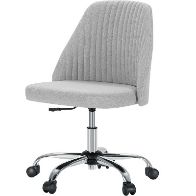 Modern Fabric Armless Adjustable Swivel Office Desk Chairs, Swivel Desk Chair with Wheels, Executive Chair for Home Office-The Pop Home