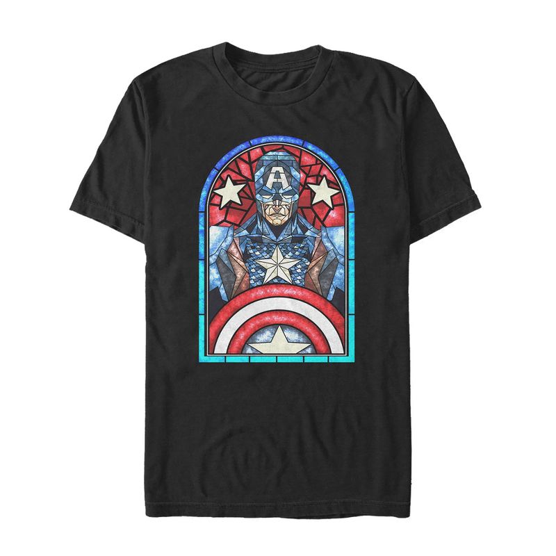 Men's Marvel Captain America Stained Glass T-Shirt, 1 of 5