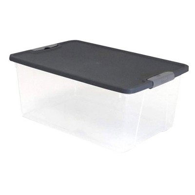 15-Quart Clear Plastic Stackable Storage Container with Gray Lid