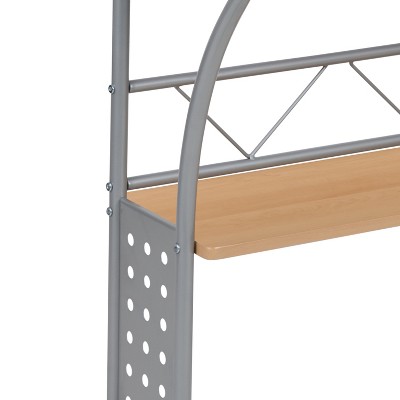 Clifton 28" Maple and Silver Compact Computer Desk with Storage Shelves