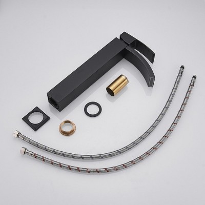 Matte Black Stainless Steel High Arc Bathroom Faucet