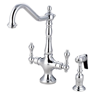Heritage Chrome Kitchen Faucet with Solid Brass Side Sprayer - Kingston Brass