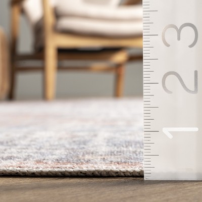 Peach Floral Soft Synthetic 5' x 8' Easy Care Area Rug