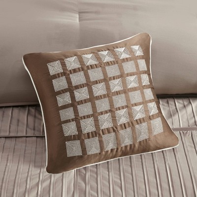 Trinity Taupe 7-Piece Polyester Charmeuse Queen Comforter Set