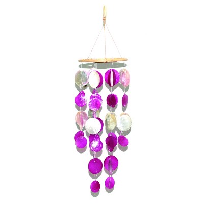 Transpac Natural Material 23.5 in. Purple Spring Round Capiz Exotic Purples Wind Chime