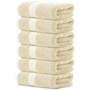 White Classic Luxury 100% Cotton Hand Towels Set of 6 - 16x30" - 1 of 4