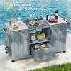 Whisen 66.5" Outdoor Kitchen Island for Egg-shaped Grills, Solid Wood Outdoor Grill Cart with Stainless Steel Top - 2 of 4