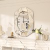 Irregular Beveled Diamond Wall Mirror Hanging Clock with Roman Numeral for Decor SILVER - 4 of 4