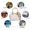 Laromni"Chic Medium Leather Tote Bag for Women with Stylish Stitching & Detachable Crossbody Strap"White&Black - 4 of 4