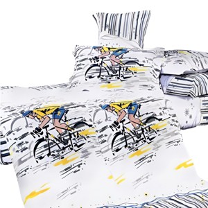 Slickblue 5-Piece Cotton Comforter Set with Duvet Cover & Fitted Sheet, Sports Cycling Print, King Size - 1 of 3