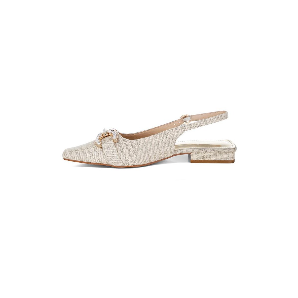 Обувь London Rag Womens Crina Pearl-Detailed Horsebit Woven Flats 8 — фото 6
