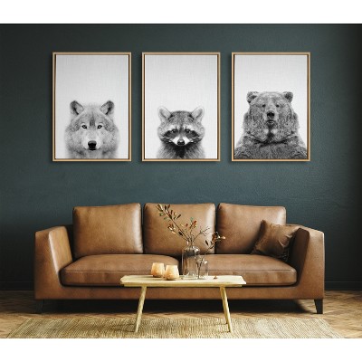 Set of 2 Wolf and Bear Canvas Art Prints