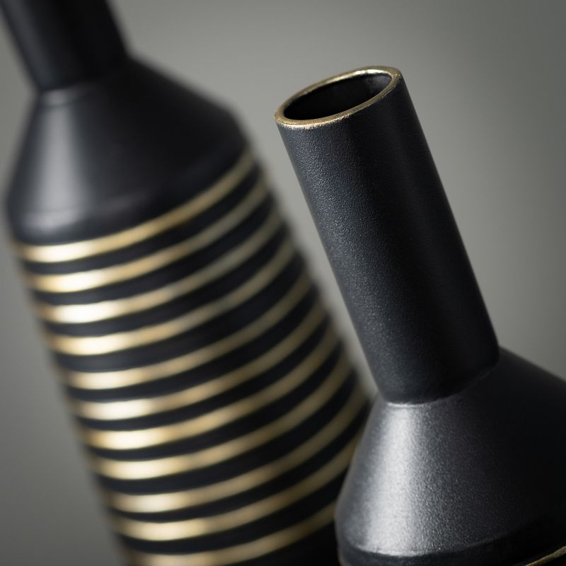 Sullivans Matte Black Gold Lined Metal Vases Set of 2, 21"H & 17"H Black, 2 of 6