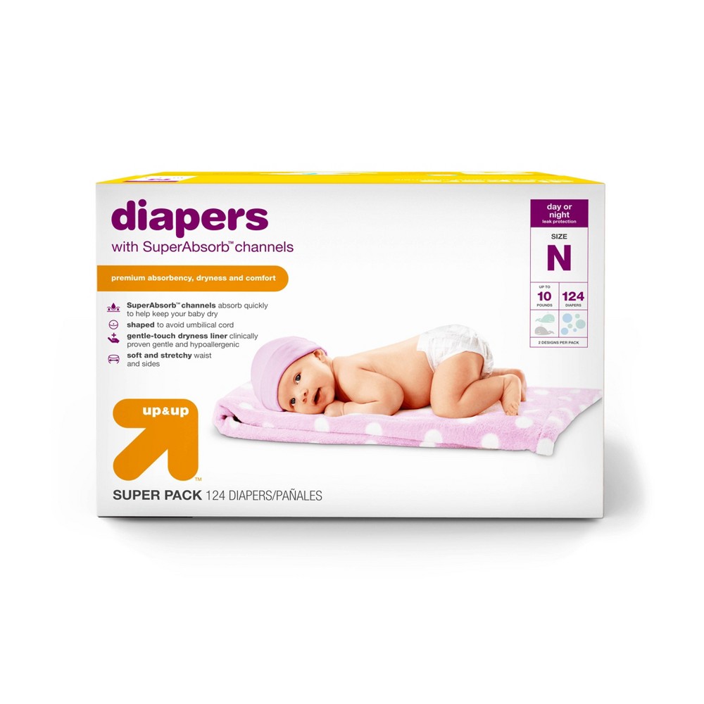 Diapers Super Pack Size Newborn - 124ct - up & up