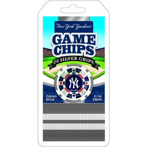 MasterPieces Casino Style 20 Piece 11.5 Gram Poker Chip Set MLB New York Yankees Silver Edition - 1 of 3