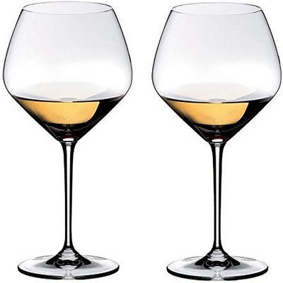 Riedel 6409/97 Heart to Heart Dishwasher Safe Unique Tall Crystal Oaked Chardonnay Full Body Wine Glass Set, 23.6 Ounces, (2 Pack)
