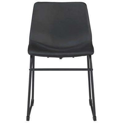 Black Faux Leather Upholstered Side Chair with Metal Frame
