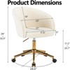 SKRAN Cute Vanity Chair with Back, Teddy Velvet Chair with Wheels and Gold Legs for Vanity Bedroom Office, Adjustable Height 360 Swivel (Teddy White) - 3 of 4