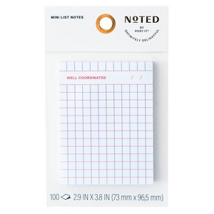 Noted by Post-it 3"x4" Mini List Grid Sticky Notes 100ct - 1 of 1