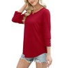 Women's 3/4 Sleeve Button Dressy Blouse Casual Round Neck Tops Summer Outfits Beach Plus Size Flowy Spring Shirt - 4 of 4