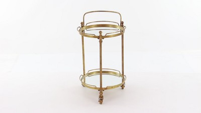 Elegant Brass 19" Round Bar Cart with Mirrored Shelves and Wheels