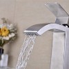 LunaLulink Single Handle Waterfall Bathroom Vanity Sink Faucet with Extra Large Rectangular Spout, Brushed Nickel - 3 of 4