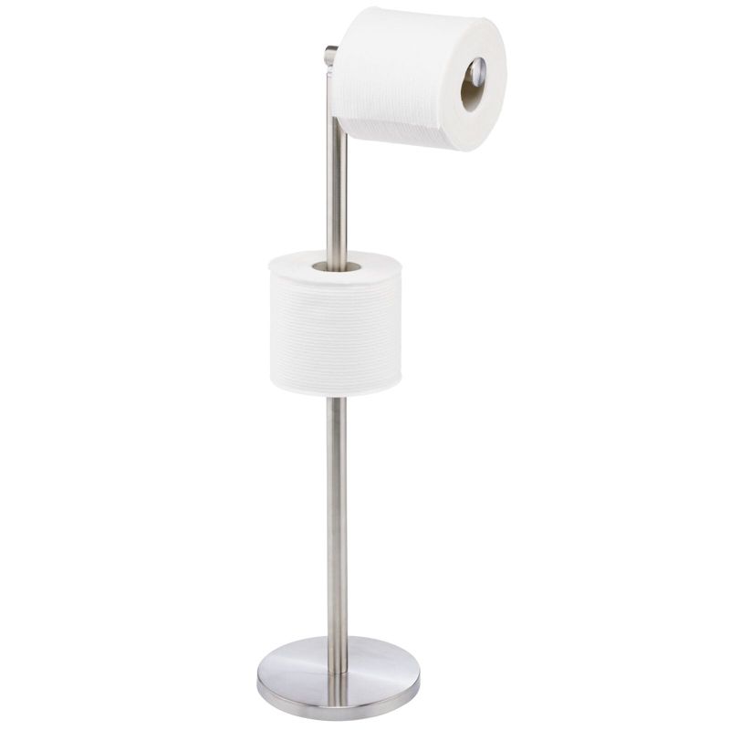 mDesign Steel Standing Modern Toilet Paper Holder Dispenser, 1 of 10