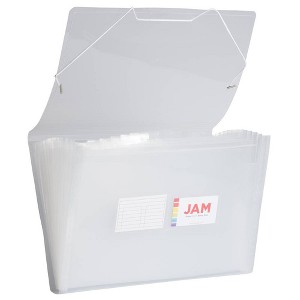 JAM Paper 10" x 15" 13 Pocket Plastic Expanding File Folder - Legal Size - Clear: Accordion Style, 100 Sheet Capacity - 1 of 4