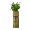 VisioGear 24" Tall Cast Stone Garedn Planter, Modern Design for Indoor and Outdoor Spaces, Antique Green, 8.75"*8.75"*24" - 2 of 4