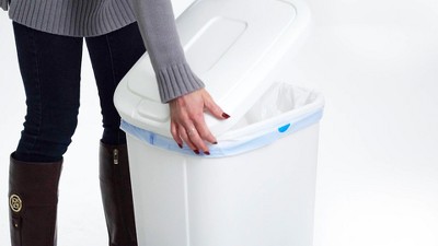 Hefty 13.3 Gallon White Plastic Touch Top Trash Can, 4 Pack