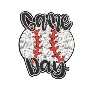 Baseball Mama Sequin Iron On Patches Game Day Applique Large Patch Accessory Clothes Jacket Uniform Backpack DIY Decor - 1 of 4