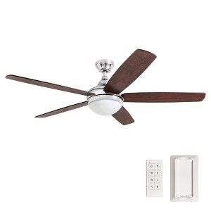 Prominence Home Ashby 52" Ceiling Fan w/Light, Remote, & 5 Blades, Oak/Chrome - 1 of 4