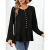 Women V Neck Long Sleeve Button Shirt Badydoll Tops Casual Asymmetrical Loose Flowy Ruffled Blouses - 2 of 4