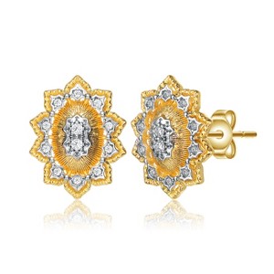 Guili 14K Gold Plated Cubic Zirconia Floral Stud Earrings, a Sparkling Jewelry Piece that Adds Elegance and Style to Any Outfit or Occasion - 1 of 3